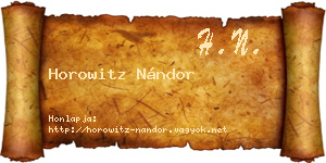 Horowitz Nándor névjegykártya